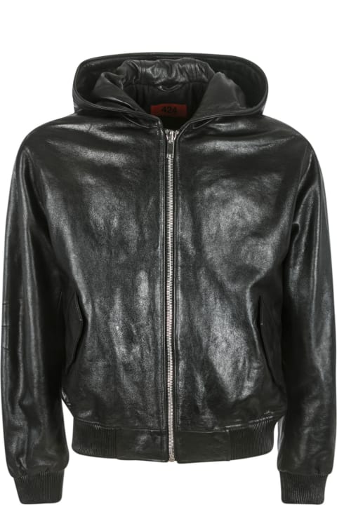 Shiny Hooded Zipped Leather Jacket