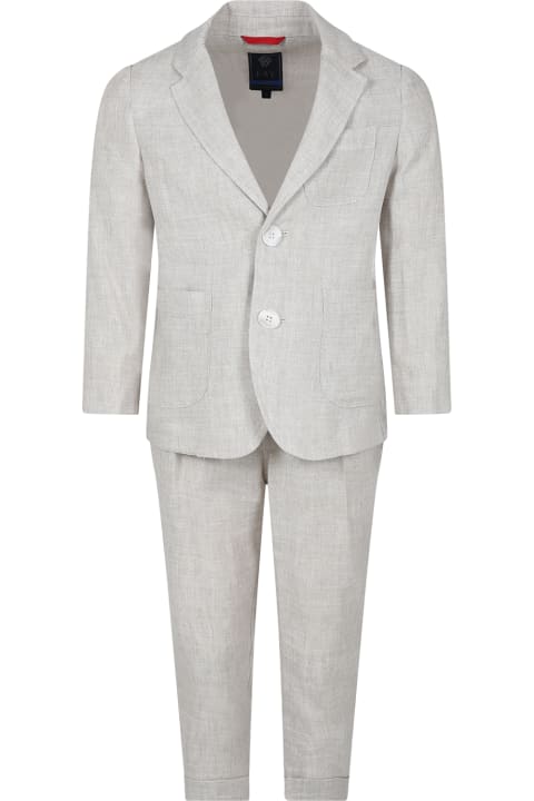 Fay Suits for Boys Fay Beige Suit For Boy With Logo