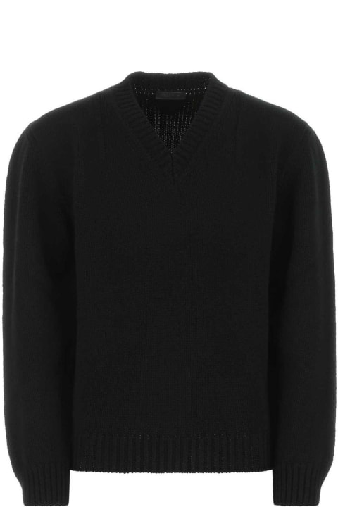 Prada Clothing for Men Prada V-neck Ribbed Knit Sweater