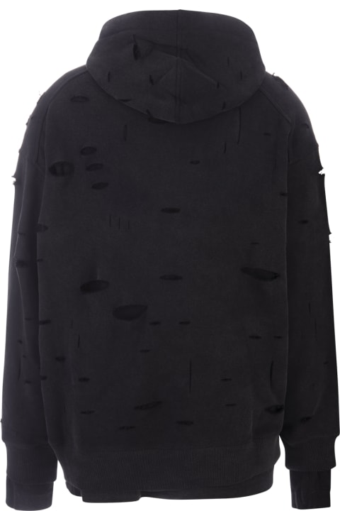 Fleeces & Tracksuits for Men Givenchy Black Destroyed Hoodie With Logo