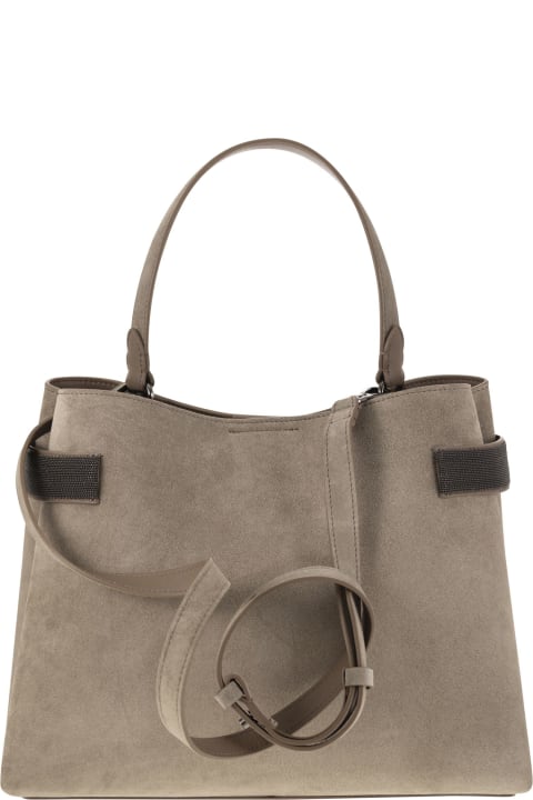 Brunello Cucinelli Totes for Women Brunello Cucinelli Suede Bag With Precious Bands