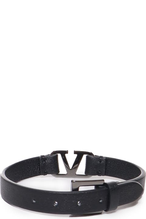 Jewelry for Men Valentino Garavani Vlogo Leather Bracelet