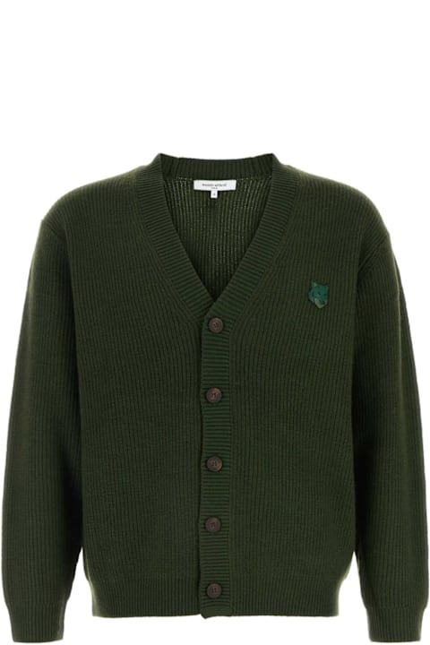 Maison Kitsuné Sweaters for Men Maison Kitsuné Dark Green Wool Blend Cardigan