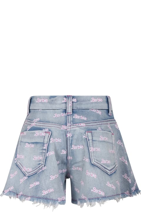 Bottoms for Girls Monnalisa Blue Shorts For Girl With All-over Writing