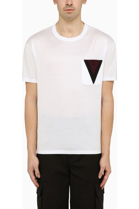 メンズ Valentinoのトップス Valentino White T-shirt With V Inlay