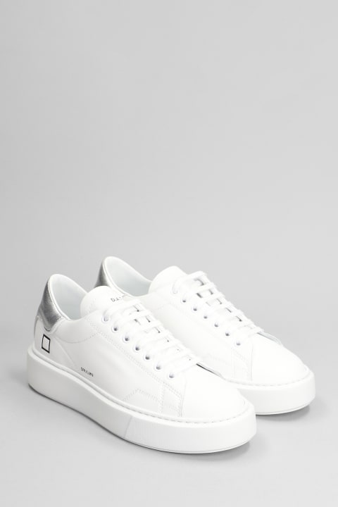 D.A.T.E. Wedges for Women D.A.T.E. Sfera Sneakers In White Leather D.A.T.E.
