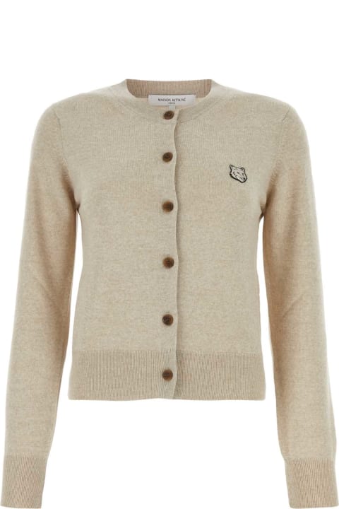 Fashion for Women Maison Kitsuné Melange Beige Wool Cardigan