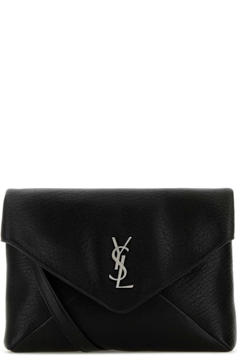Saint Laurent Black Leather Cassandra Clutch