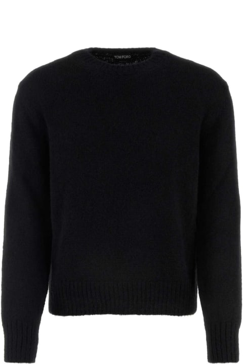 Sweaters for Men Tom Ford Black Alpaca Blend Sweater