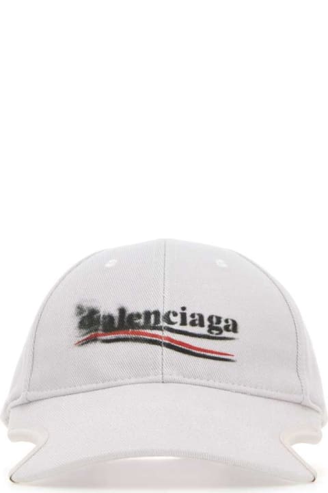 ウィメンズ Balenciagaのヘアアクセサリー Balenciaga White Drill Politico Stencil Baseball Cap