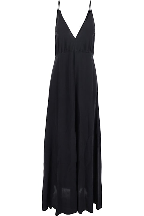 Jucca Clothing for Women Jucca Black Long Dress With V Neckline And Thin Straps In Silk Woman