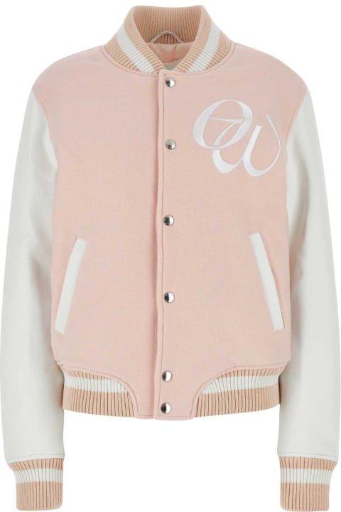 Off-White Coats & Jackets for Women Off-White Pink Wool Blend Bomber Jacket