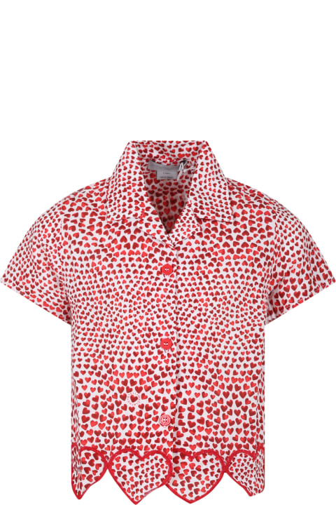 ガールズ Stella McCartney Kidsのシャツ Stella McCartney Kids Red Shirt For Girl With Hearts Print