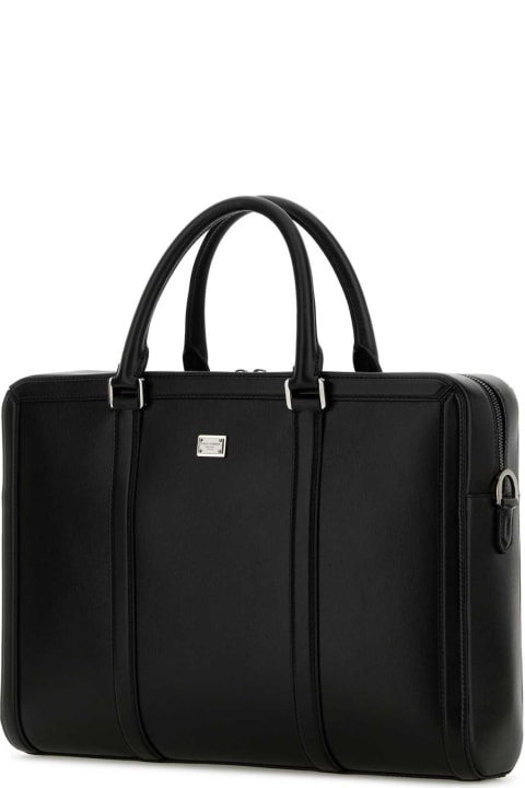 Dolce & Gabbana Luggage for Men Dolce & Gabbana Black Leather Briefcase