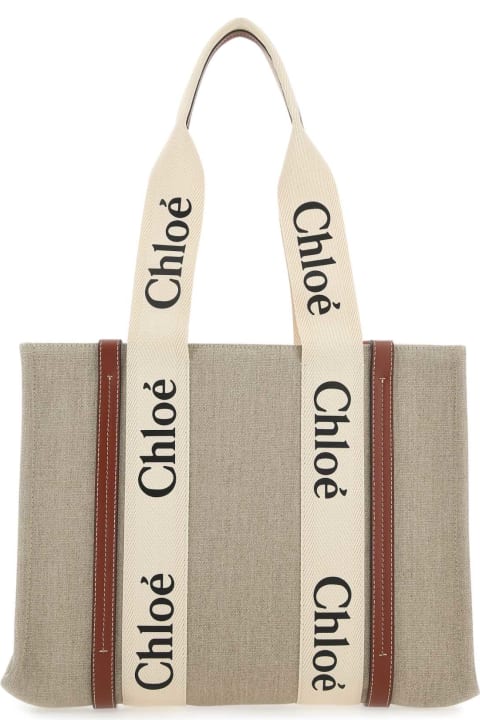 Fashion for Women Chloé Multicolor Canvas Medium Woody Shopping Bag