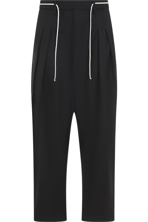 メンズ Mordecaiのウェア Mordecai Pleated Drawstring Structured Wool Trousers