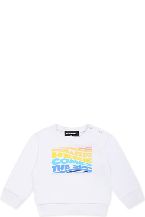 Dsquared2 Topwear for Baby Boys Dsquared2 White Sweatshirt For Baby Boy With Logo