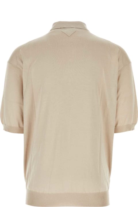 Sale for Men Prada Sand Silk Polo Shirt