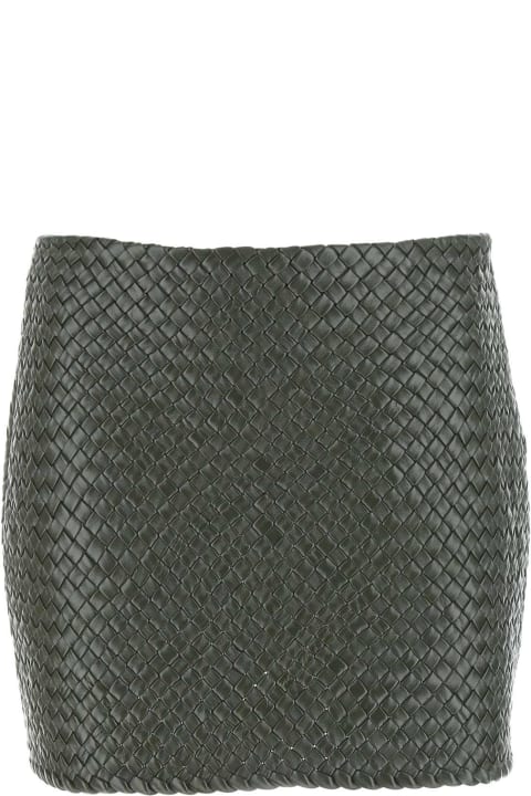 Sale for Women Bottega Veneta Army Green Leather Mini Skirt