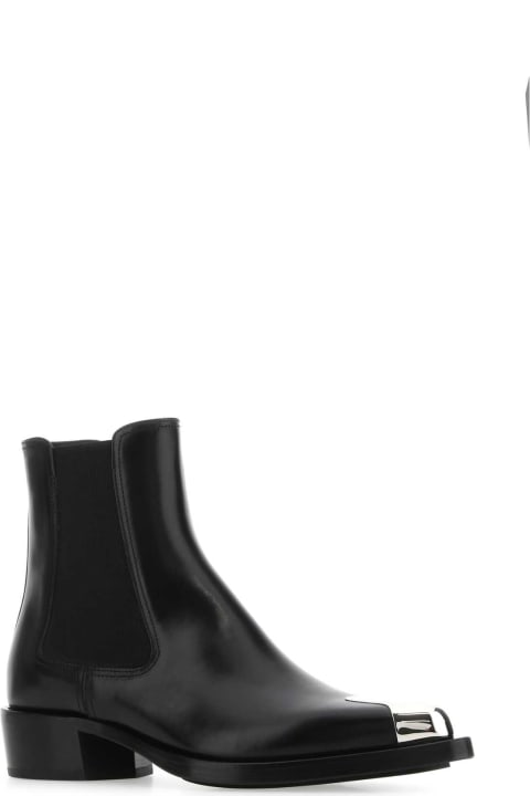 ウィメンズ新着アイテム Alexander McQueen Black Leather Ankle Boots
