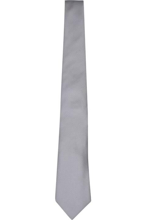 Canali Ties for Men Canali Micropattern Pearl Grey Tie
