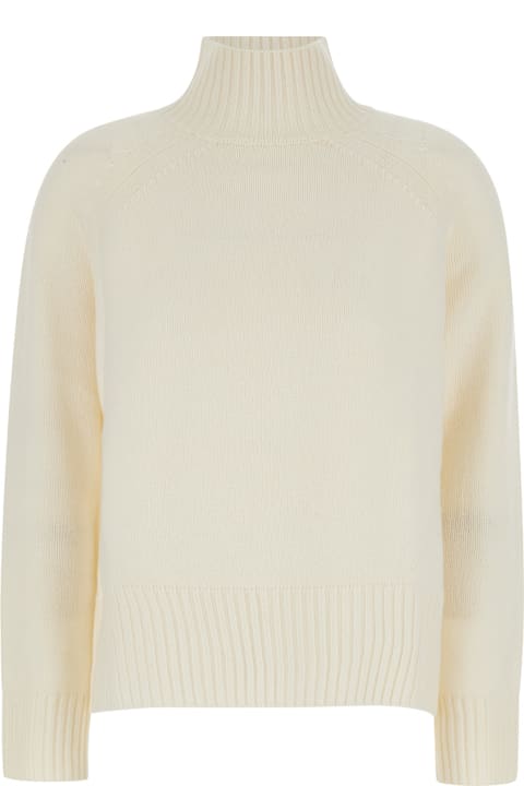 Allude Topwear for Women Allude White High Neck Sweater In Wool And Cashmere Woman