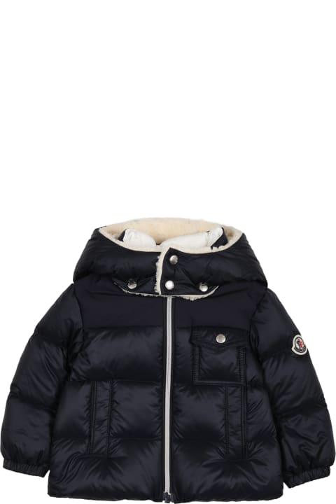 Blue Eduard Down Jacket For Baby Boy With Logo