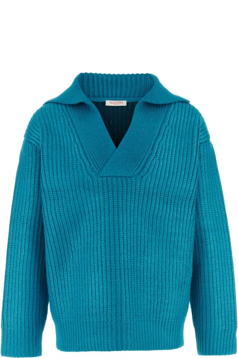 Homeware Valentino Garavani Turquoise Silk Blend Sweater