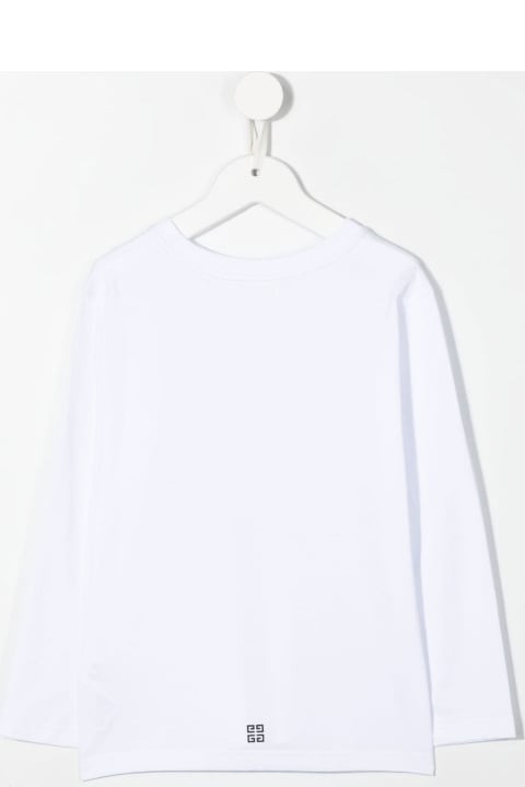 Givenchy for Boys Givenchy Kids White Long Sleeve T-shirt In Printed Jersey