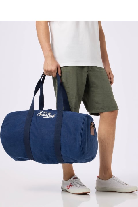 Homeware MC2 Saint Barth Blue Linen Travel Duffle Bag Jetleg