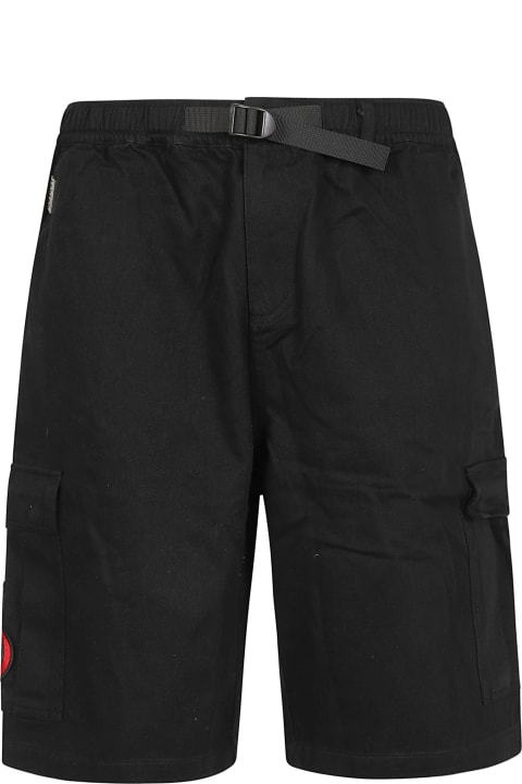 Vision of Super for Men Vision of Super Black Cargo Shorts With Flames Patch And Printed Logo