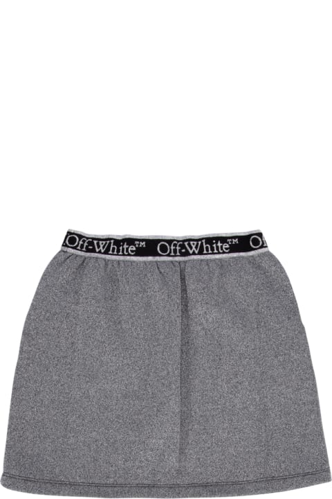 Off-White Bottoms for Boys Off-White Bookish Logo Band Sweatskirt Silver Bl