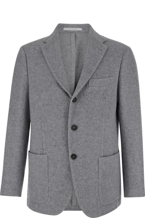 Eleventy Coats & Jackets for Men Eleventy Grey Single-breasted Jacket With Notched Revers In Wool And Cashmere Man