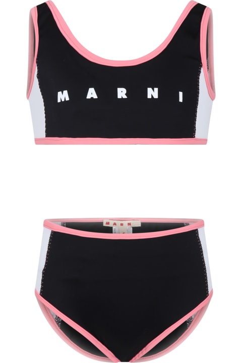 Swimwear for Girls Marni Black Bikini For Girl With Logo
