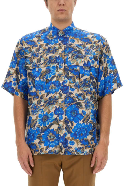 Moschino for Men Moschino Blue Flowers Allover Print Shirt