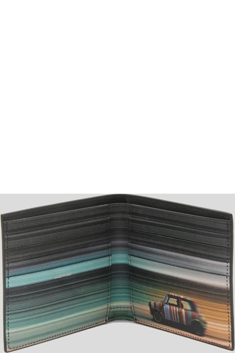 メンズ Paul Smithの財布 Paul Smith Black Multicolour Leather Wallet