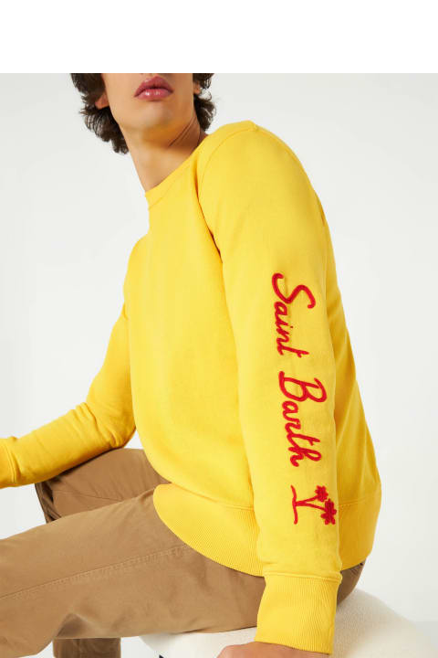 MC2 Saint Barth for Men MC2 Saint Barth Man Yellow Sweatshirt With Saint Barth Embroidery