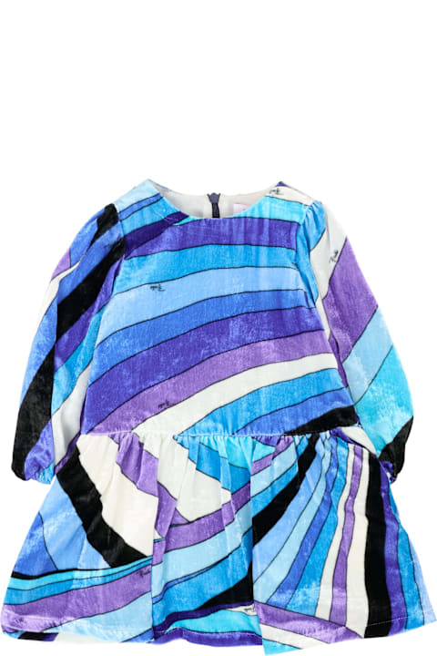 Homeware Pucci Blue Dress For Baby Girl With Marble Print