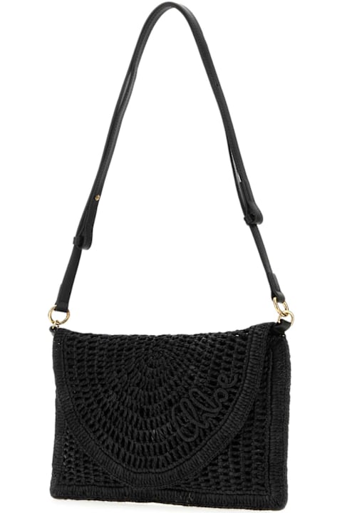 Chloé for Men Chloé Black Raffia Summer Banana Crossbody Bag