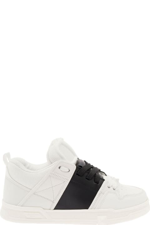 White Open Skate Sneaker In Leather With Contrasting Band Valentino Garavani Woman