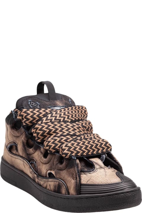 Homeware Lanvin Curb Sneakers In Washed Denim Color Black And Brown
