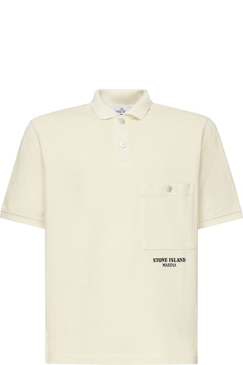 Stone Island ملابس علوية لـ القسم الرجالي Stone Island Piqué Polo With Chest Pocket
