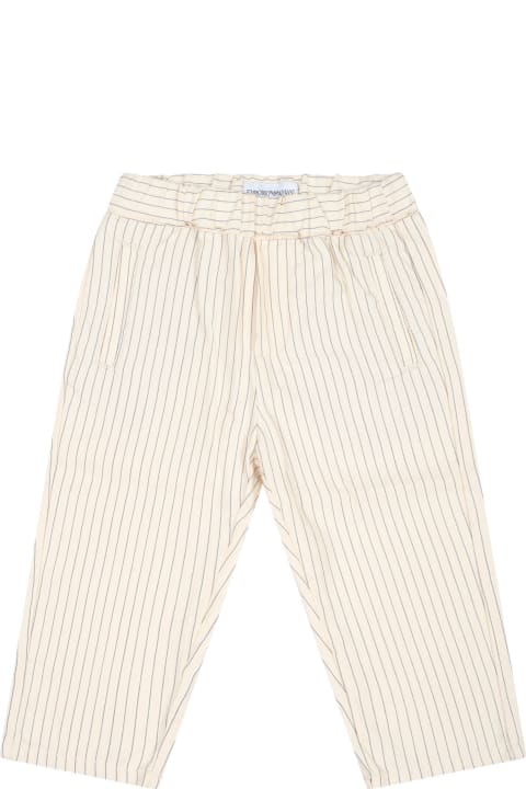 Emporio Armani Bottoms for Baby Boys Emporio Armani Ivory Trousers For Baby Boy