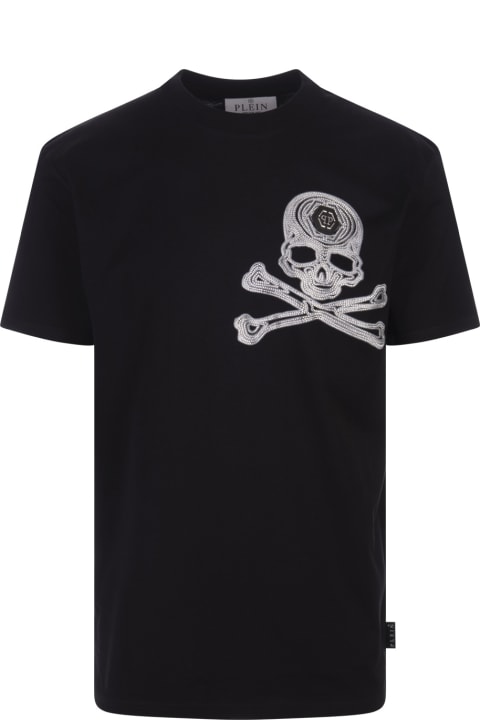 Philipp Plein Topwear for Women Philipp Plein Black T-shirt With Crystal Skull&bones