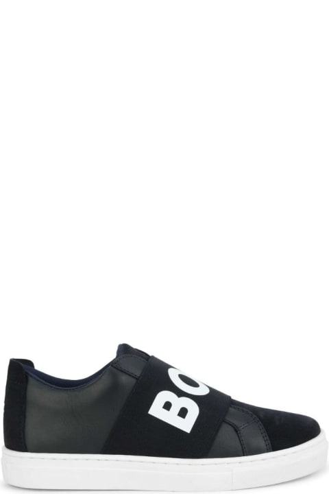 Shoes for Boys Hugo Boss Hugo Boss Sneakers Blu Navy In Pelle Bambino
