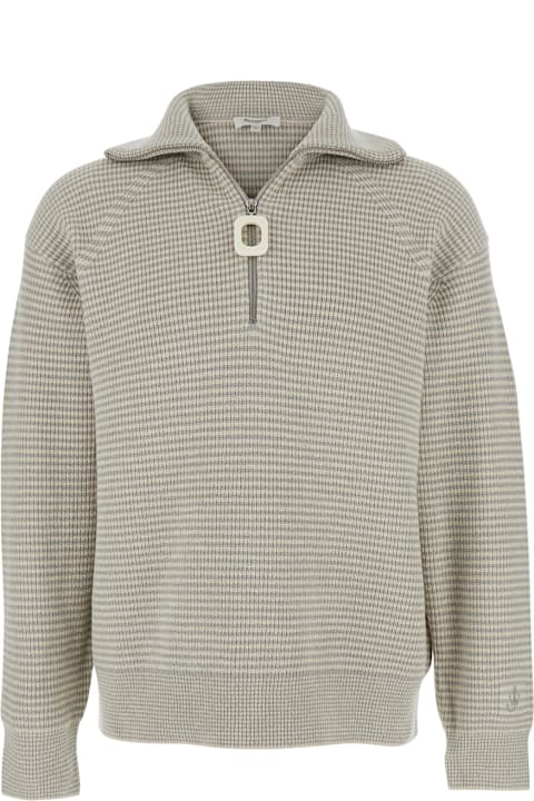 J.W. Anderson for Kids J.W. Anderson Grey Sweater With Half Zip Closure On The Front In Cotton Piquet Man