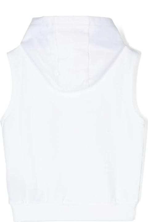 Fashion for Kids Balmain White Sleeveless Hoodie With Rubberized Logo
