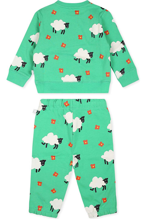 Homeware Stella McCartney Kids Green Suit For Babykids With Sheep Print