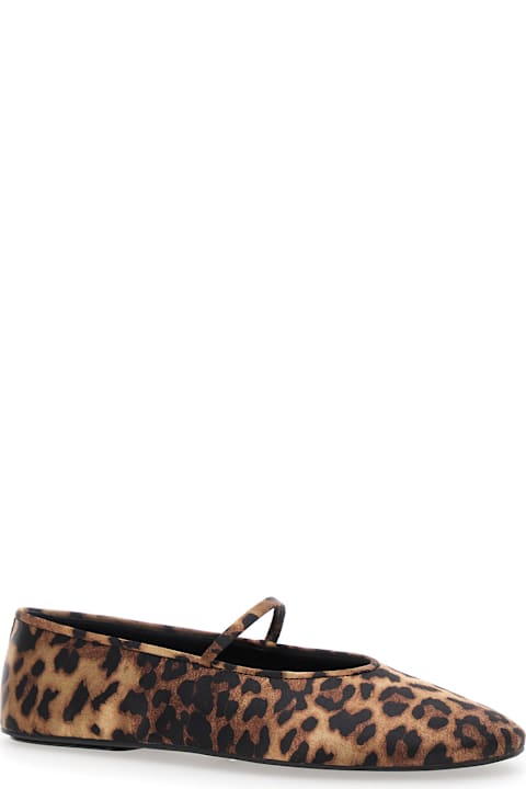 Jeffrey Campbell Shoes for Women Jeffrey Campbell 'dancerina' Brown Ballet Shoes With Strap And Leopard Print In Tech Fabric Woman