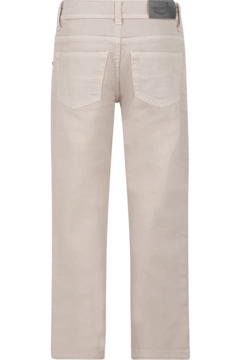 Ivory Trousers For Boy With Logo